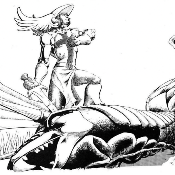 Jeff Dee's iconic paladin illustration from TSR's "The Rogues Gallery" showcases the classic victory of good over evil. Armored paladin standing triumphantly over defeated dragon corpse in detailed black and white fantasy illustration.